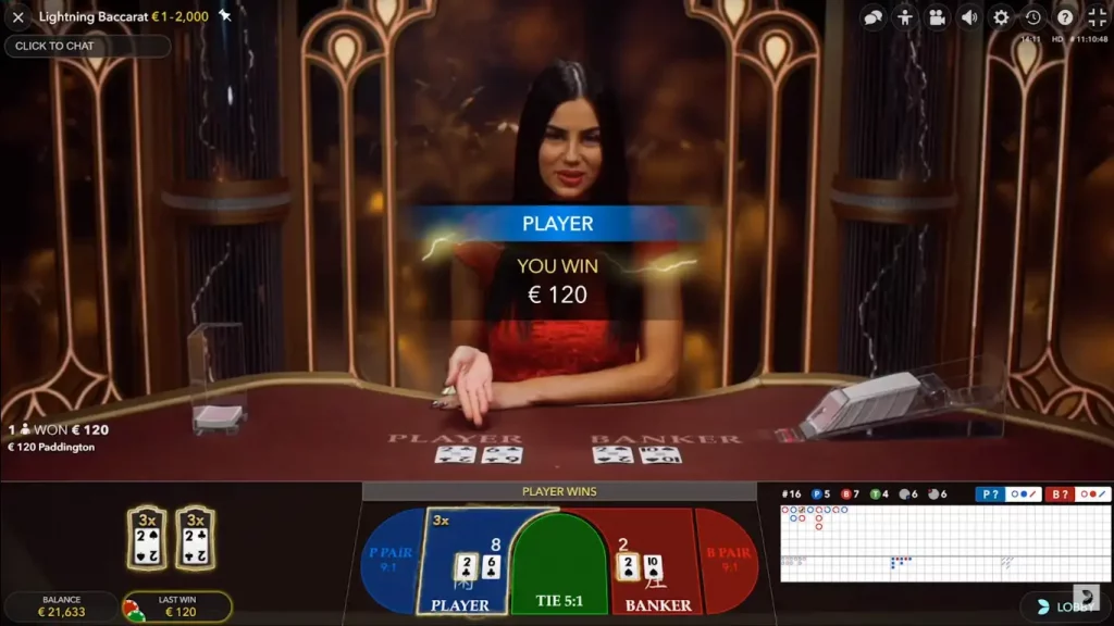 Пряма трансляція Lightning Baccarat